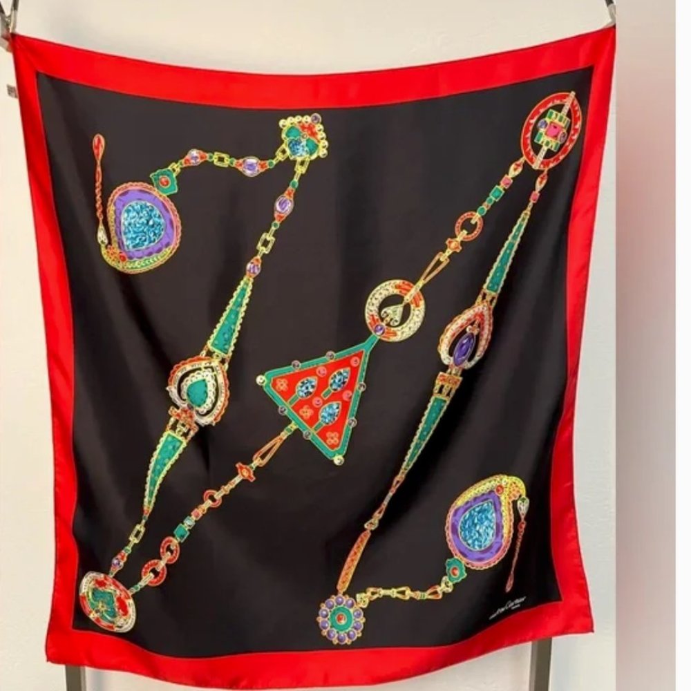 Vintage Must de Cartier Silk Scarf Jewels 32" Made France - Picture 2 of 13